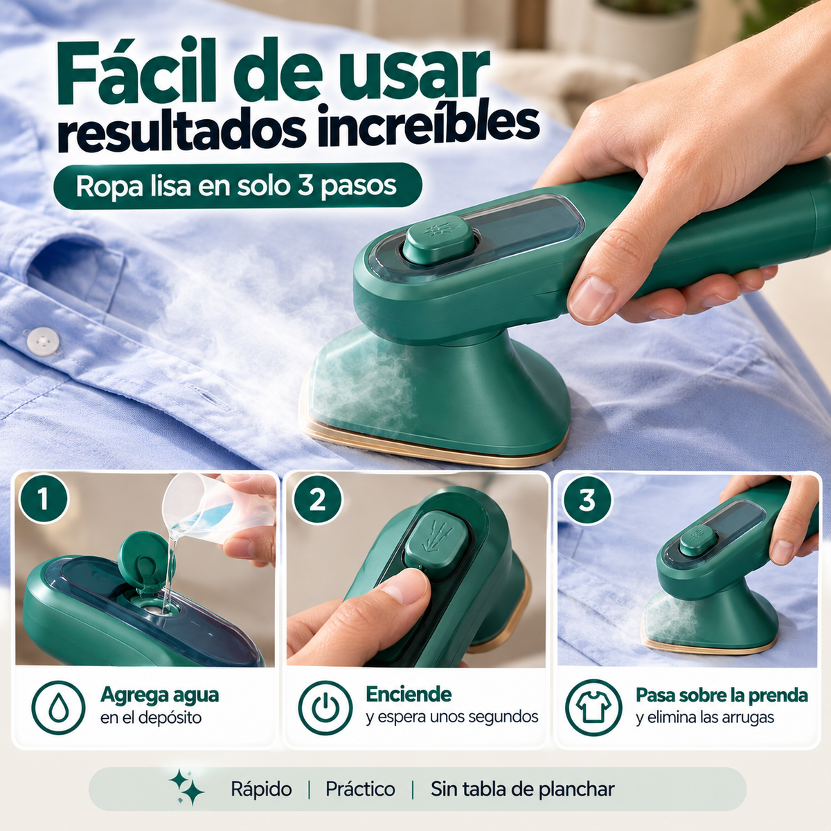 MINI PLANCHA VAPOR PORTATIL - TU ROPA LISTA SIN PERDER TIEMPO