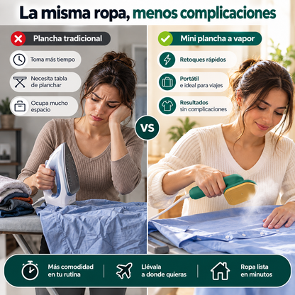 MINI PLANCHA VAPOR PORTATIL - TU ROPA LISTA SIN PERDER TIEMPO