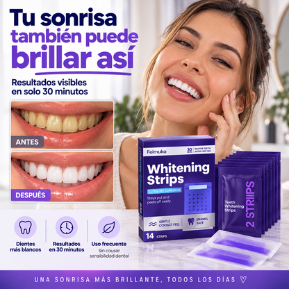 TIRAS BLANQUEADORAS PREMIUM - UNA SONRISA MÁS BRILLANTE EN SOLO 30 MINUTOS