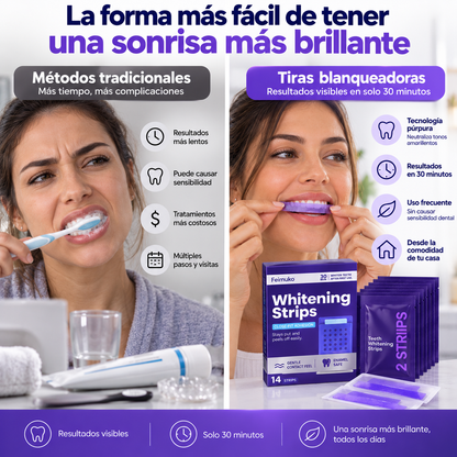 TIRAS BLANQUEADORAS PREMIUM - UNA SONRISA MÁS BRILLANTE EN SOLO 30 MINUTOS