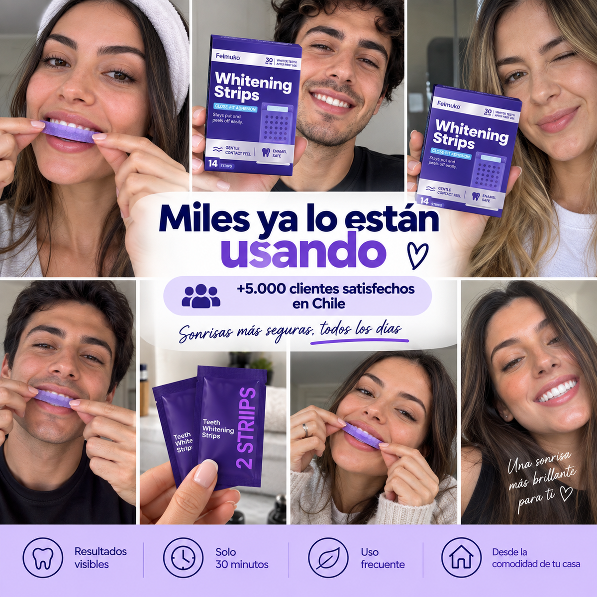 TIRAS BLANQUEADORAS PREMIUM - UNA SONRISA MÁS BRILLANTE EN SOLO 30 MINUTOS